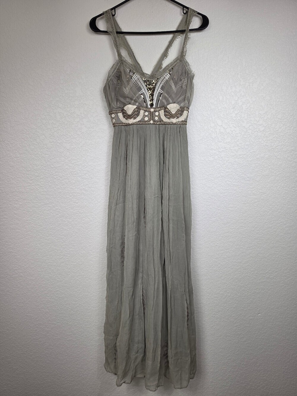 Free People Gray Embellished Maxi Dress Size 2